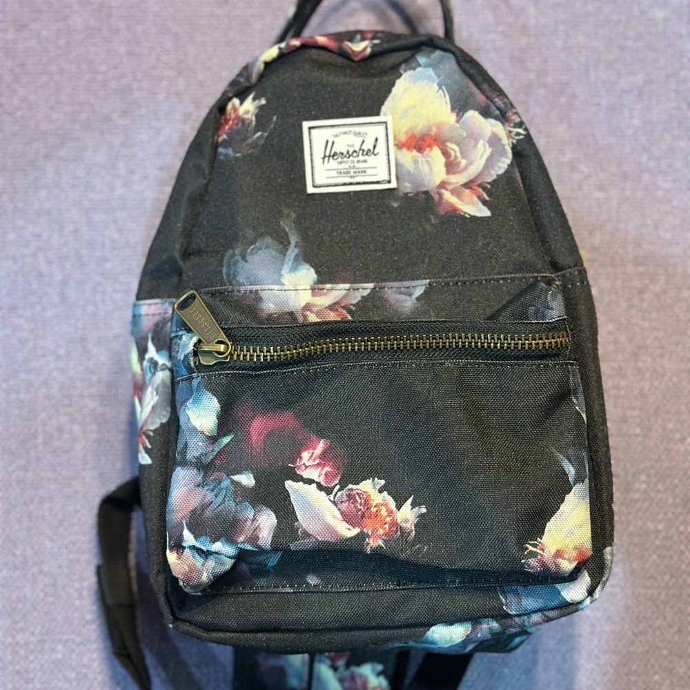 Herschel Black Floral Mini Backpack